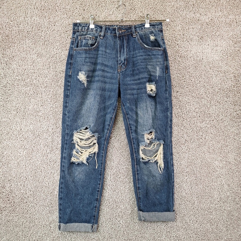 Madden Girl Jeans Womens 28 (Fits W31xL24) Medium Wash Distressed Streetwear Y2K
